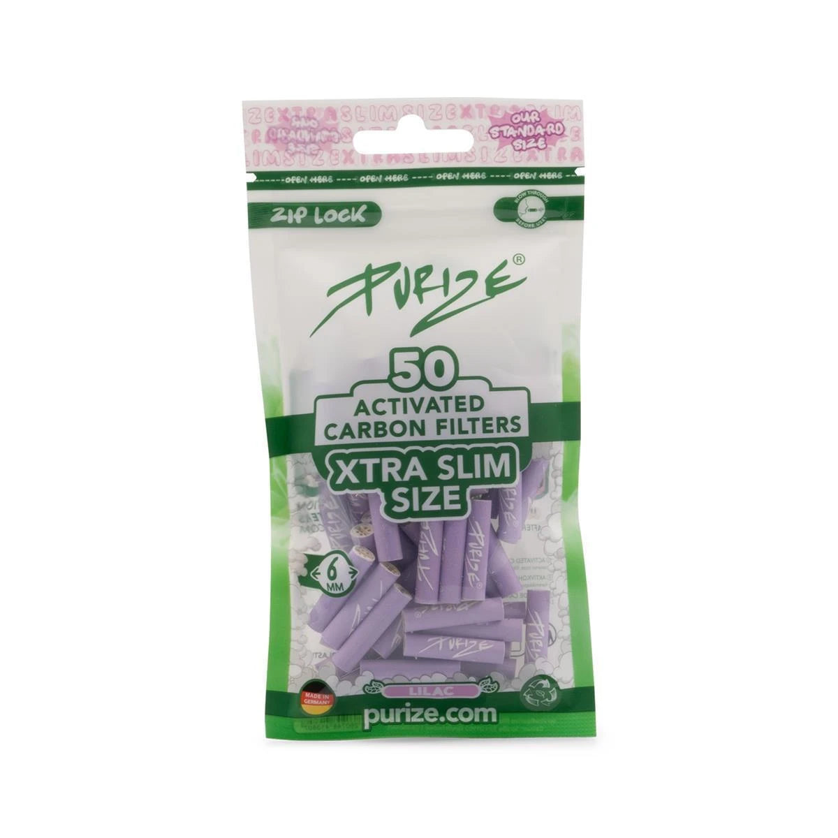 PURIZE Aktivkohlefilter XTRA Slim Size 6mm - verschiedene Farben (50 Stück) PURIZE